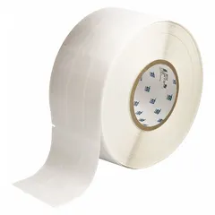This Brady precut label roll cartridge contains vinyl, white (matte) wraparound labels measuring 3 3/4 in x 1 in, designed for wire gauges from 1 AWG to 8 AWG. Compatible with the BBP81 printer series and requiring R4300 ribbon, these labels are used for wire and cable identification, panel labeling, and maintenance tagging in industrial settings.