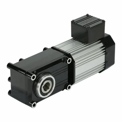 BISON AC Gearmotor: Right Angle, Single Output Shaft, Round, 3-Phase, TEFC, 28 RPM - Hollow Shaft Right Angle AC Gearmotors