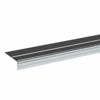 Stair Nosing: Double-Strip Grit, Aluminum, Adhesive- & Fastener-Installed, 42 in Wd, 3 in Dp, Black (MPN 333FT-SN3-6)