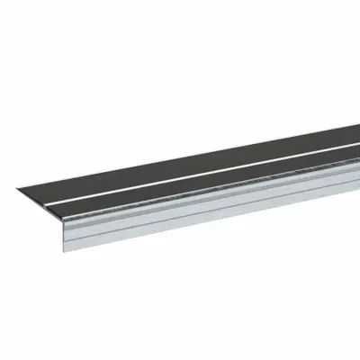STAIRMASTER Stair Nosing: Double-Strip Grit, Aluminum, Adhesive- & Fastener-Installed - Multistrip Grit Stair Nosings