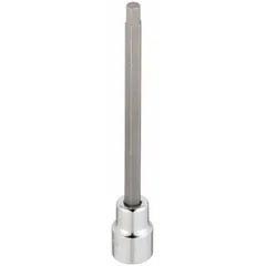 This hex bit socket features a fixed insert design with a 10 mm hex tip and an overall length of 4 13/16 inches. It is used for driving hex-head fasteners in industrial assembly, maintenance, and repair tasks where precise torque transfer is required.