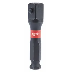 This impact socket adapter converts a 7/16" male hex drive to a 1/2" square output, enabling impact wrenches to drive standard sockets. The black oxide finish provides corrosion resistance. Suitable for fastening and loosening bolts and nuts in automotive, construction, and industrial maintenance applications.