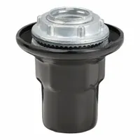 This steel hub with a black PVC-coated finish is used for terminating 3/4 in trade size PVC-coated metal conduit. It has an overall length of 2 7/32 in and provides a secure connection in conduit systems requiring corrosion resistance