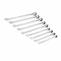 GEARWRENCH Combination Ratcheting Wrench Set: Alloy Steel, Full Polish Chrome, Std, 12-Point Box End (MPN 85898)