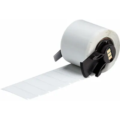 BRADY Wraparound Label: 1/2 in x 1 1/2 in, Polyvinyl Fluoride, Black on White - Brady Precut Label Rolls