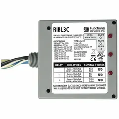 Enclosed pre-wired relay with 3PST-NO contacts rated for 10 A. Coil voltage 10-30V AC/DC. 0.50 in NPT nipple for conduit mounting. Used for on/off control of motors, pumps, valves, and lighting in commercial and light industrial applications.