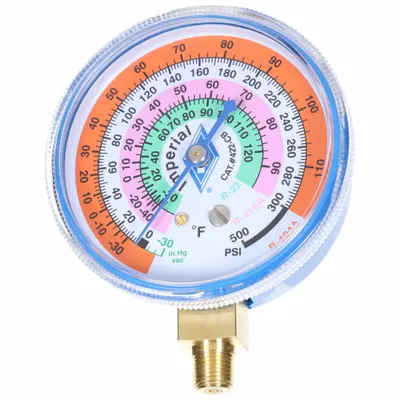 IMPERIAL Low Side Gauge: Low Side Gauge, 14.7 psi to 500 psi, Non-Liquid Filled - Analog Low Side Compound Pressure Gauges