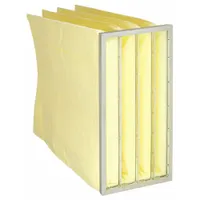 Pocket Air Filter: 24 in x 12 in x 15 in, MERV 14, Yellow, Fiberglass, 4 Pockets