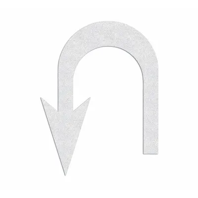 RAE Preformed Thermoplastic Pavement Markings: U-Turn Arrow, White, 10 ft Lg - Pavement Pre-Determined Messages
