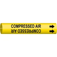 Pipe Marker: Compressed Air, Yellow, Black, Fits 3/4 to 1 3/8 in Pipe O.D., 1 Pipe Markers (MPN 4032-A)