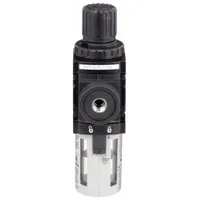 ARO Filter-Regulator: 1000 Series, 1/4 in NPT, 47 cfm, 5 micron, 0 psi to 140 psi, Manual Drain (MPN P39124-100)