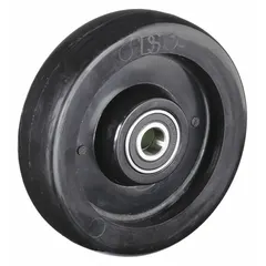 Replacement wheel for drum trucks and dispensers. Measures 6 inches overall height and length, 1.5 inches width. Supports 250 lb load capacity. Constructed of polyolefin.