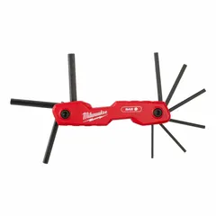 This folding hex key set includes 5 SAE standard-end keys in a folding holder with black oxide finish. Suitable for tightening or loosening hex socket fasteners in maintenance, assembly, and repair tasks.