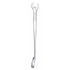 This SAE 12-point ratcheting combination wrench features a 5/16 in head size and 5 7/8 in overall length. The offset design provides clearance in confined spaces. The chrome finish resists corrosion. Suitable for tightening or loosening fasteners in maintenance and repair tasks.