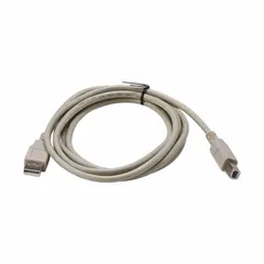 Gray USB printer cable, 6 ft length, with USB connectors. Designed for data transfer between a BMP71 label printer and a computer or USB-enabled device. Suitable for connecting printers in industrial and facility identification applications.