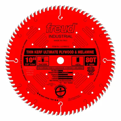 FREUD Circular Saw Blade: 10 in Blade Dia., 80 Teeth, 0.1 in Cut Wd, 5/8 in Arbor Size - Wood-Cutting Blades