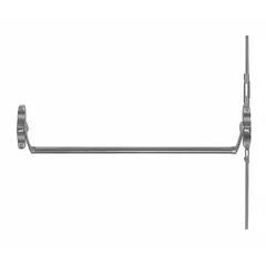 Concealed vertical rod exit device with crossbar push pad, finished in chrome. Designed for commercial doors requiring a clean appearance, the vertical rods retract into the door edge when the crossbar is pushed. Suitable for doors up to 44 inches wide, right hand reverse (RHR) configuration.