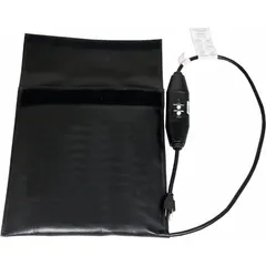 This caulk warming pouch operates at 230V AC and 18W, maintaining a constant 122°F temperature for up to five standard caulk tubes. The IP66 rating allows indoor use in dusty or wet conditions. It is used to warm caulk tubes before application, ensuring consistent extrusion and adhesion in construction and maintenance tasks.