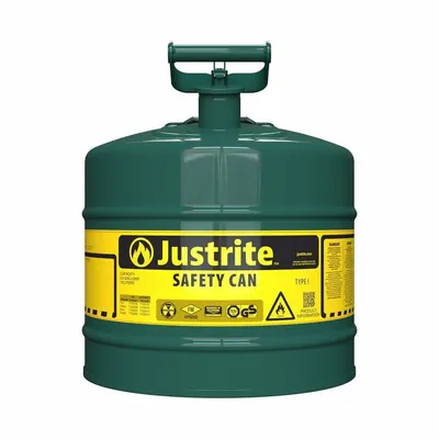 JUSTRITE Type I Oil Safety Can, 5 gal, Powder Coated Steel, Green - Oil Safety Cans