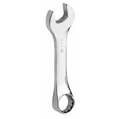 This SAE 12-point combination wrench is constructed from alloy steel with a chrome finish. The 7/16 in head size and 4 in overall length suit tightening or loosening hex fasteners in machinery, automotive, and plant equipment applications.