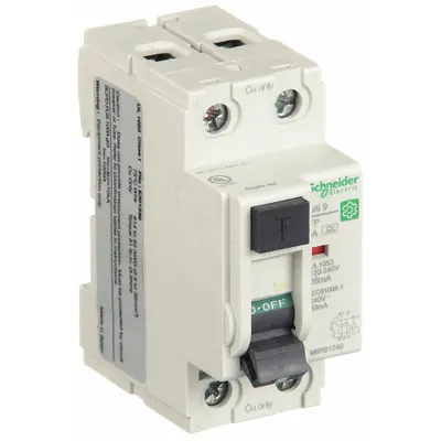 IEC Supplementary Protector: 40 A Amps, 240V AC, 26 mA Rated Residual Current - UL1053 DIN Rail-Mount Ground Fault Protectors