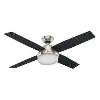 HUNTER Ceiling Fan: 52 in Blade Dia, Black Oak/Chocolate Oak, 3 Speeds, Light Kit, North Pond (MPN 59216)