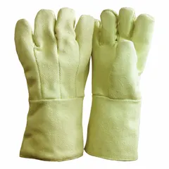 Uncoated knit glove for hand protection, constructed with smooth yellow knit material. Rated for continuous use up to 600°F. Suitable for general handling, assembly, and inspection tasks requiring thermal protection and dexterity. Sold as a single pair.