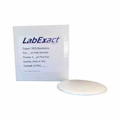 LABEXACT Membrane Filter: 25 mm Dia, 0.45 um Pore Size, Polyethersulfone - Polyethersulfone (PES) Membrane Filters