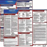 This poster set displays required federal and Kentucky state labor law notices in a single 30 x 24 inch plastic format. It is printed in English and helps employers comply with workplace posting regulations
