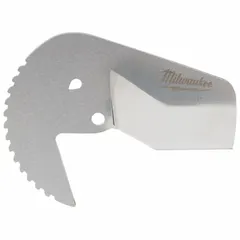 Stainless steel blade for cutting ABS, CPVC, PEX, PVC, and rubber pipe. Compatible with No. 366Y42 pipe cutters. Single blade replacement for pipe, tubing, and conduit cutting applications.