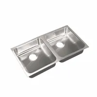 JUST MANUFACTURING Kitchen Sink: 32 in Overall Lg, 18 in Overall Wd, 5 1/2 in Bowl Dp, 2 Bowls (MPN UDADA1832A55-J)