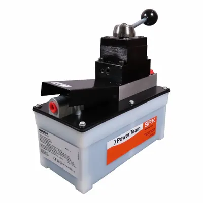 POWER TEAM Pnuematic Hydraulic Pump: 100 psi Max. Op Pressure, 105 cu in Reservoir Capacity - High-flow Air-Operated Hydraulic Pump Units