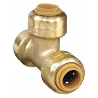 SHARKBITE Push-Fit Tee Fitting: 3/8 in OD x 1/4 in OD x 1/4 in OD Size, DZR Brass, Coupling, Swivel (MPN U358LF)