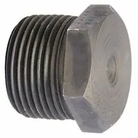 Steel NPT threaded plug rated for 1,000 psi at 150°F. Used to seal pipe ends in high-pressure piping systems for water, steam, or oil lines