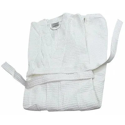 R & R TEXTILE Bathrobe, White, 40% Polyester/60% Cotton, One Size - Bath Robes & Slippers