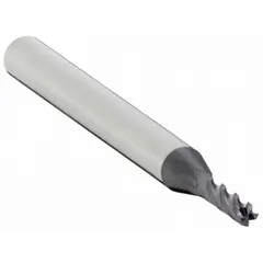 This carbide square end mill features an AlTiN coating for heat resistance and wear protection. With a 1/64" cutting diameter and 3/64" length of cut, it is suited for precision slotting, profiling, and contouring in hard materials. The 4-flute design enables efficient material removal in general-purpose milling applications.