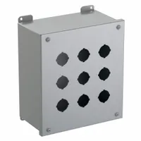 HAMMOND Push Button Enclosure: 30mm, 9 Holes, Carbon Steel, NEMA 12/13 (MPN 1437K)