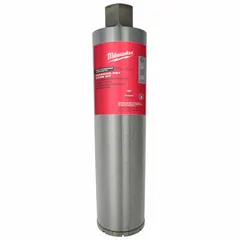 This diamond-tipped core bit is designed for wet coring in concrete. It produces a 1-inch diameter core and offers a maximum drilling depth of 15 inches with an overall length of 15 inches. Suitable for creating clean openings or extracting core samples in concrete structures.