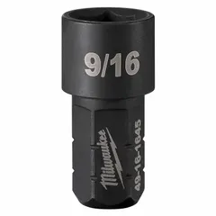 This 9/16 in SAE impact socket features a 6-point, short profile with friction retention for secure grip on hex fasteners. With an overall length of 1 41/64 in, it is suited for high-torque fastening applications using impact wrenches in automotive, construction, and industrial maintenance tasks.