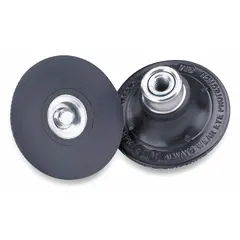 This 2-inch diameter backing pad features a medium density construction and a 1/4"-20 internal-thread tool connection. It is designed to support TS quick-change discs during surface finishing, grinding, and blending operations on metal, wood, or composites.
