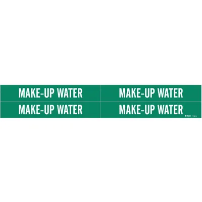BRADY Pipe Marker: Make-Up Water, Green, White, Fits 3/4 to 2 3/8 in Pipe O.D. - Make-Up Water Adhesive Pipe Markers