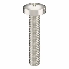 M6x1.00 thread, 30 mm length, 316 stainless steel with plain finish, pan head, Phillips drive size #3. Supplied in a 10-pack. Suitable for general fastening applications requiring corrosion resistance.