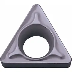 Triangle (T) indexable turning insert made of PVD carbide. Used for turning, facing, and profiling operations on steels and stainless steels in industrial machining.