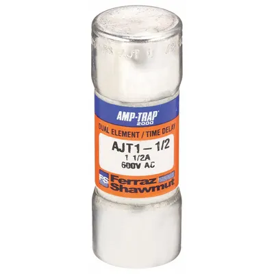 MERSEN Fuse: AJT Series, Class J, Cylindrical Body, Time-Delay, 1.5 A, 600 V AC - Time-Delay Cylindrical Fuses