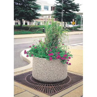 WAUSAU TILE Round Planter Bollard, Beige, 18 in Overall Height - Round Planter Bollards