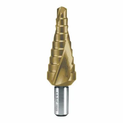 RUKO TOOLS Step Drill Bit: 1/4" to 3/4", TiN-Coated HSS - High-Speed Steel Step Drill Bits