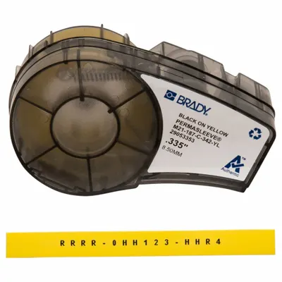 BRADY Sleeve Label: 11/32 in, Polyolefin, Yellow (Matte) - Brady Continuous Sleeve Label Roll Cartridges