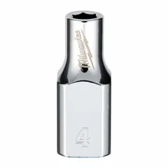 This 1/4 in drive, 4 mm socket features a 6-point design and chrome finish. The anti-roll geometry prevents the socket from rolling on sloped surfaces, making it suitable for automotive, industrial maintenance, and assembly tasks where secure fastener engagement is required.