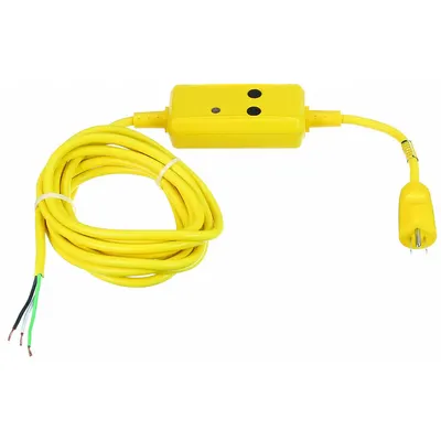 HUBBELL WIRING DEVICE-KELLEMS GFCI: Auto Reset, 15 ft Lg, 14/3, 5-15P Plug - Inline GFCI Cords