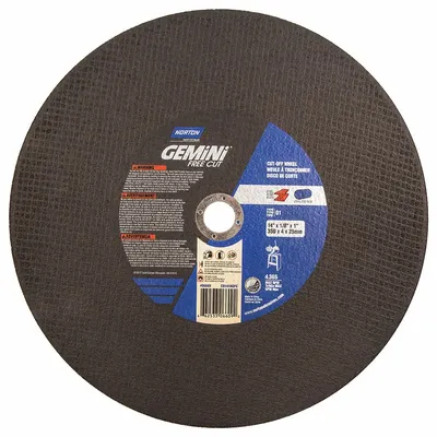 NORTON Gemini Free Cut Cut-Off Wheel, 14" x 1/8" x 1", Aluminum Oxide, 30 Grit - General Purpose Cut-Off Wheels for Carbon & Stainless Steel